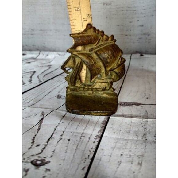 Vintage Brass Ship Sail Boat Book End - Picture 2 of 5